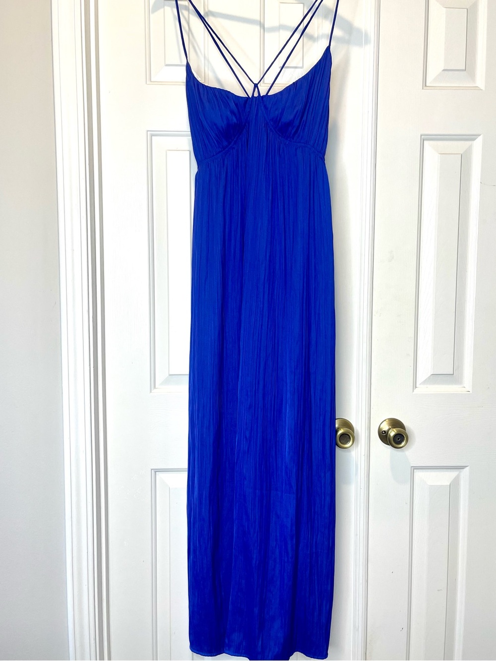 Anthropologie Halter Side-Slit Maxi Dress Cobalt Blue XL - Picture 5 of 10